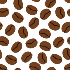 Seamless pattern of coffe in beans. Vector illustration