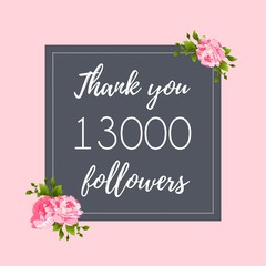 Thank you 13,000 followers social media banner, post