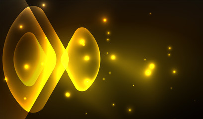 Glowing neon shiny transparent abstract geometric shapes with light effects. Techno futuristic vector abstract background For Wallpaper, Banner, Background, Card, Book Illustration, landing page