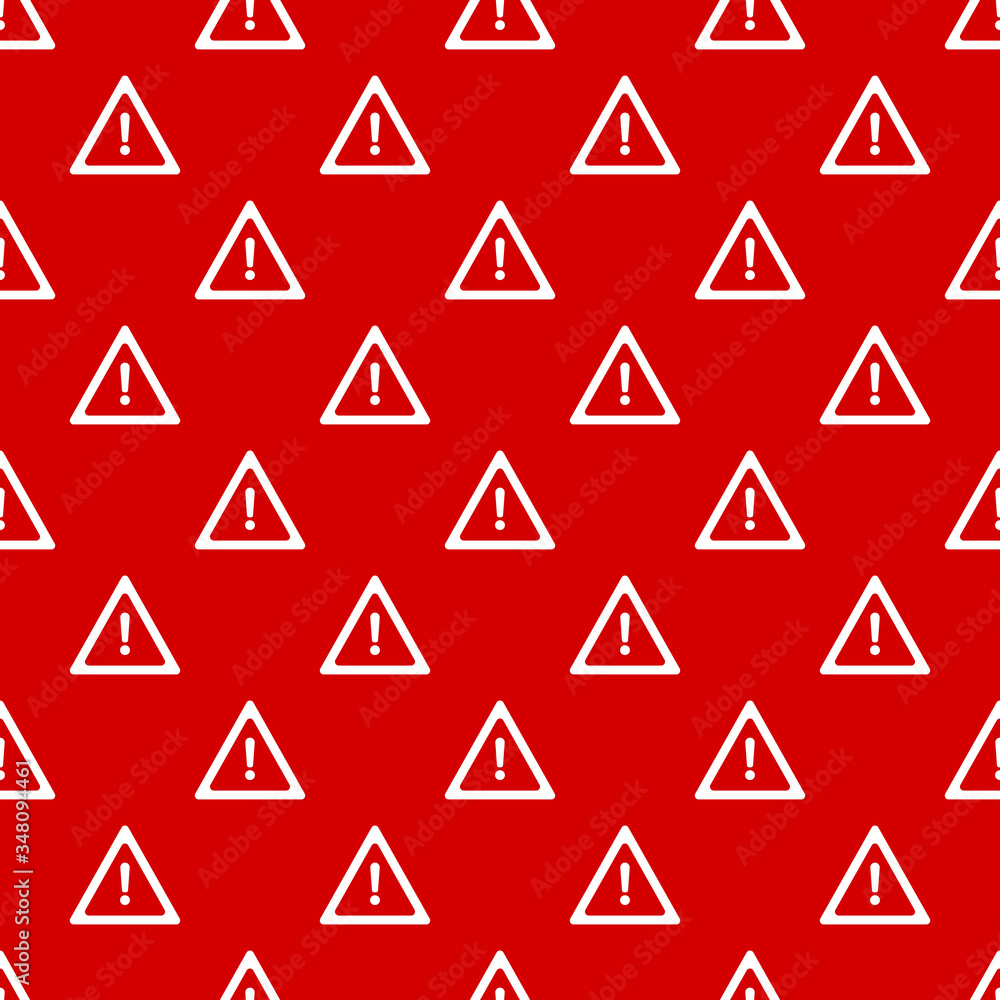 Poster hazard warning attention sign with exclamation mark repeat seamless pattern. stock vector illustrati