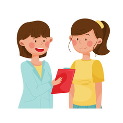 Young Woman Consulting a Physician Regarding Diabetes Treatment Vector Illustration