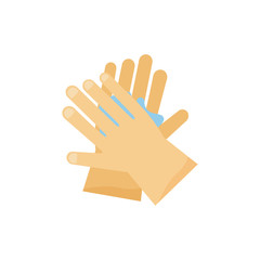 Washing hands with soap.