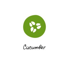 Vector hand drawn illustration of cucumber slice isolated on white background