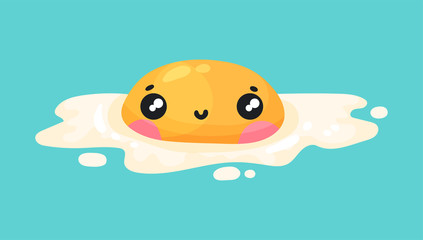 Scrambled Egg with Yellow Yolk Smiling Vector Illustration