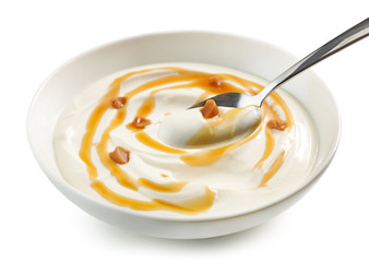 bowl of caramel yogurt