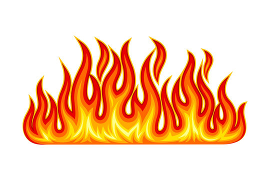 Fire Flames with Bright Orange Blazing Tongues Vector Illustration