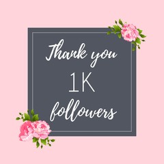 Thank you 1 K followers social media banner, post