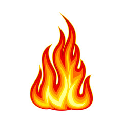Fire Flames with Bright Orange Blazing Tongues Vector Illustration