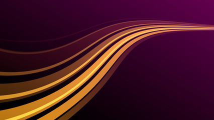 Golden wave on purple background, pdth raising over the horizon, abstract garphic design element