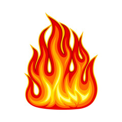 Fire Flames with Bright Orange Blazing Tongues Vector Illustration