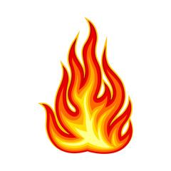 Flame Body with Bright Orange Blazing Tongues Vector Illustration