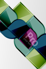 Glossy glass squares with round elements geometric composition. Abstract geometric background with 3d effect composition For Wallpaper, Banner, Background, Card, Book Illustration, landing page