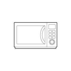 Outline cartoon microwave icon. Vintage kitchen appliances. The object is separate from the background. Vector contour element for logos, icons, infographics and your design.