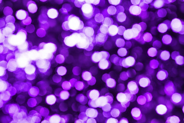 Abstract purple blurred bokeh background, defocused round violet, pink & white shiny dots texture, beautiful glowing pattern, bright holiday lights decorative backdrop, festive sparkling wallpaper