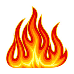 Bright Fire Blaze Isolated on White Background Vector Illustration