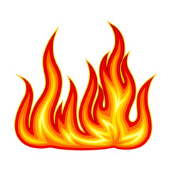 Bright Fire Blaze Isolated on White Background Vector Illustration