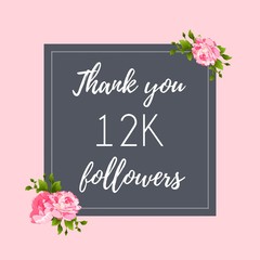 Thank you 12 K followers social media banner, post