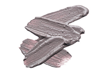 strokes clay mask, cosmetic smear on white background, gray texture with inclusions