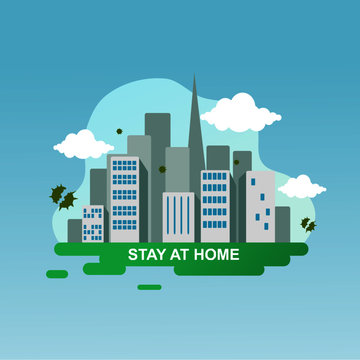 stay home flat illustration