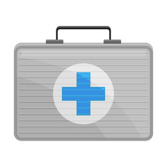 First Aid Box with Cross Sign Isolated on White Background Vector Illustration