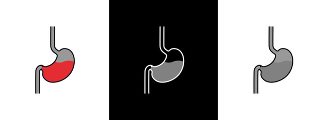 Digestive process in human stomach.Treatment of Gastric gut line. Future technology in medicine. Internal digestion with gastric acid.Abdomen organ Cartoon silhouette. Person diet, ulcer problem care