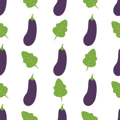 Cartoon Aubergine. Colored Seamless Patterns