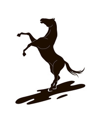 vector silhouette of a horse that rears up