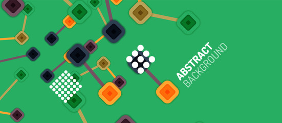 Abstract square dot connections, flat style multicolored geometric background for Wallpaper, Banner, Background, Card, Book Illustration, landing page or poster design