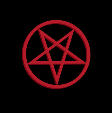 The inverted pentagram circumscribed by a circle (also known as a pentacle) is often used to represent Satanism. The upside-down star in the circle on red color that shows the connection to Satan.