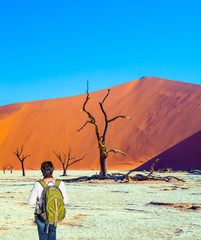 Woman is watching the landscape
