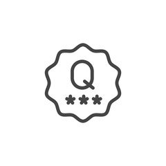 Quality mark line icon. Verified product or service with good reviews concept. Label for online websites, mobile apps, e-commerce. Vector illustration isolated on white background