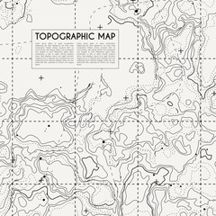 Abstract topographic map background. Topo backdrop lines, contour, geographic grid