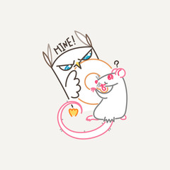 Cute owl in line style with quote. Print for poster, t-shirt, logo, stiker, textile or bags