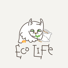 Cute owl in line style with quote. Print for poster, t-shirt, logo, stiker, textile or bags