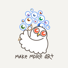 Cute owl in line style with quote. Print for poster, t-shirt, logo, stiker, textile or bags