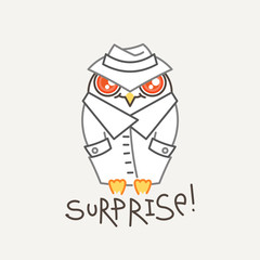 Cute owl in line style with quote. Print for poster, t-shirt, logo, stiker, textile or bags