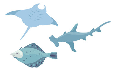 Collection of various fishes under the sea. Templates for landing pages, websites and many more