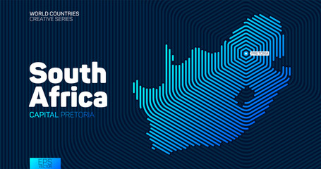 Abstract map of South Africa with hexagon lines