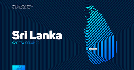 Abstract map of Sri Lanka with hexagon lines