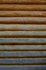 Wooden Log Cabin Wall Natural Colored Horizontal Background Texture Detail Close Up