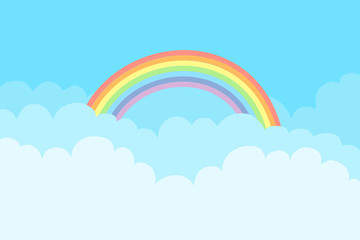 Sky with Rainbow and cloud background.
