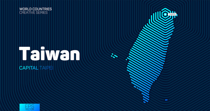 Abstract map of Taiwan with hexagon lines