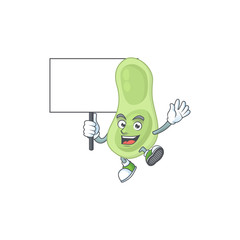 Sweet staphylococcus pneumoniae cartoon character rise up a board