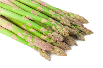 Fresh green asparagus isolated on white background