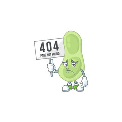 Sad face of staphylococcus pneumoniae cartoon character raised up 404 boards