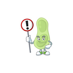 A picture of staphylococcus pneumoniae cartoon character concept holding a sign