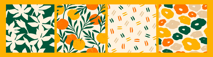 Custom vertical slats with your photo Artistic seamless pattern with abstract flowers and oranges.