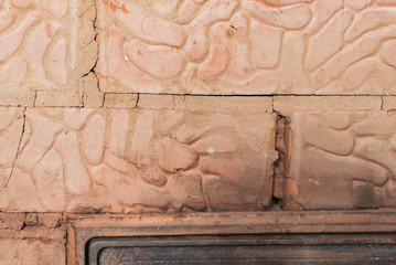 the texture and pattern of the bricks for the stove in the house