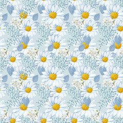 seamless pattern with white daisy