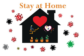 Stay at home  with house  Protection campaign Social Distancing, stay home in COVID-19 coronavirus outbreak